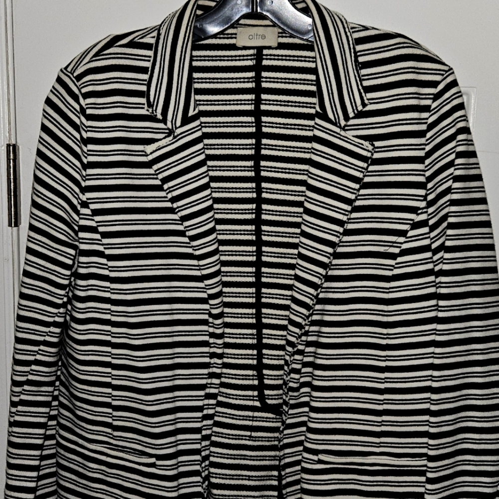 Oltre cotton black and white stripes blazer size L